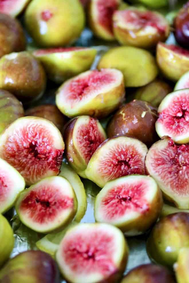 Sliced fresh figs.