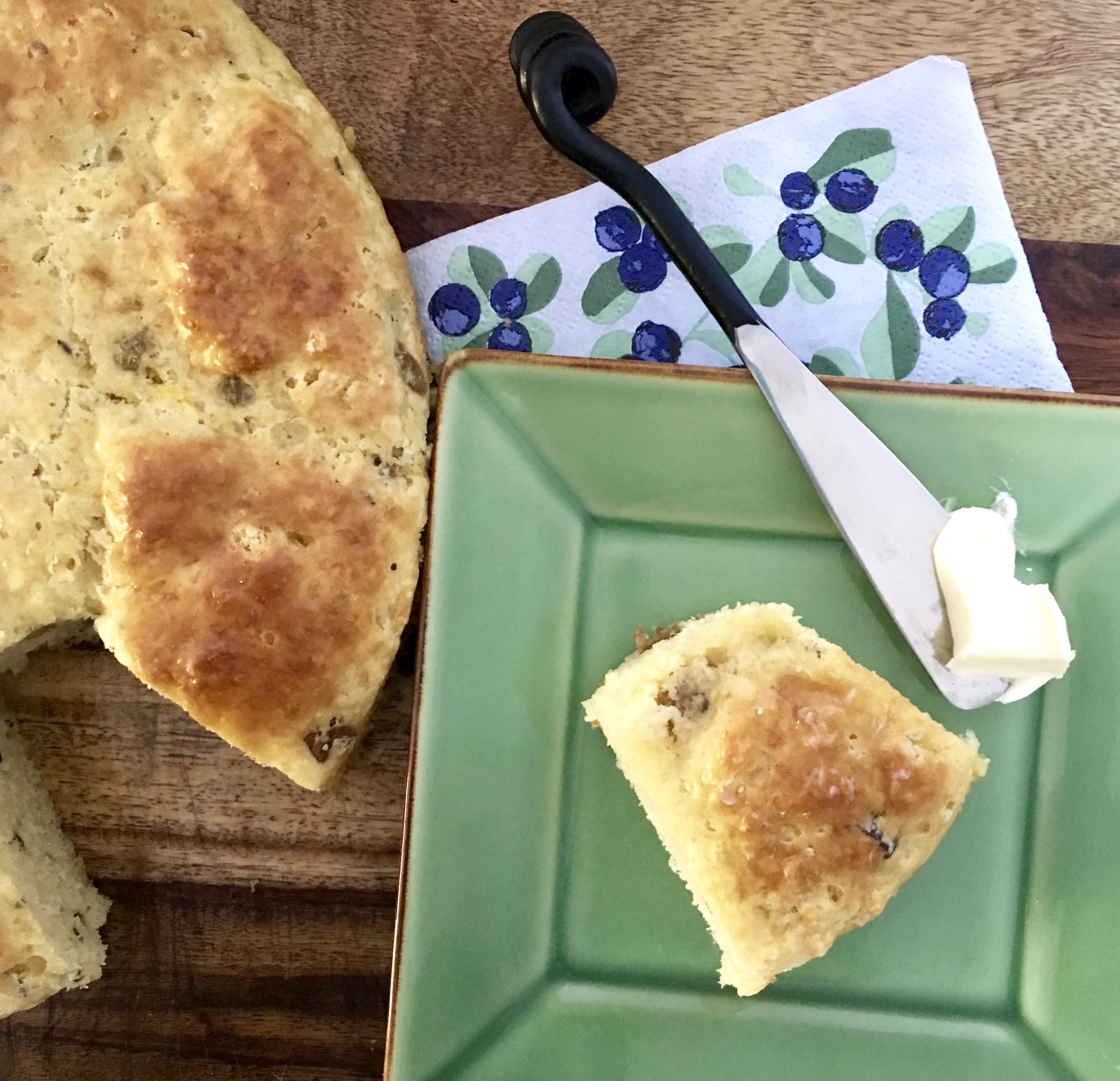 slice of Irish soda bread with butter