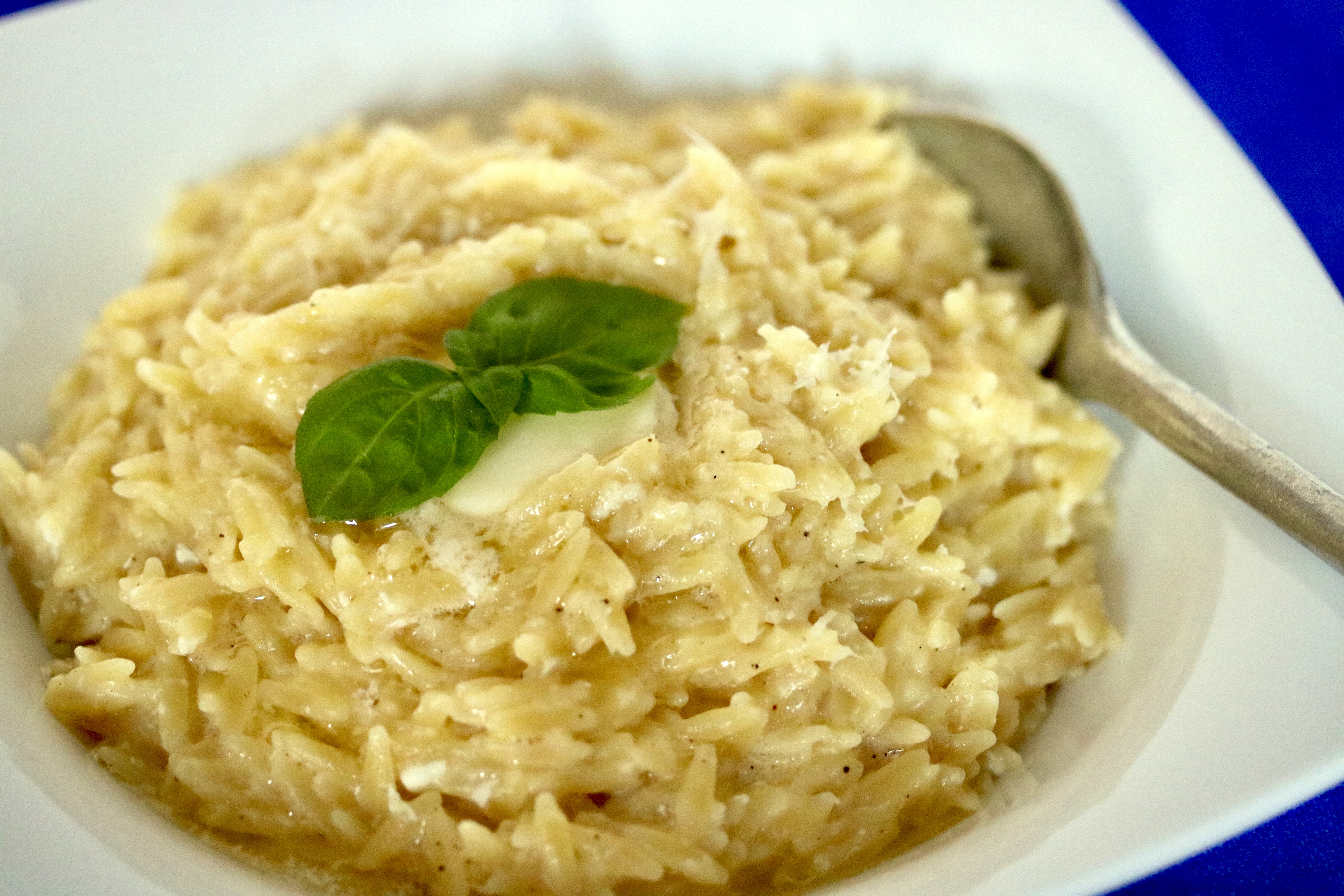 cooked pasting garnished with basil