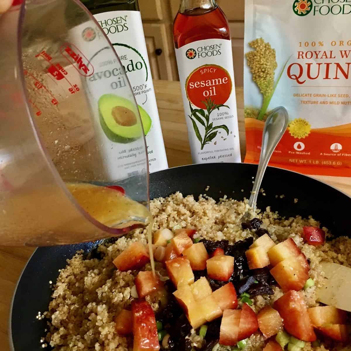 Quinoa fruit salad ingredients.