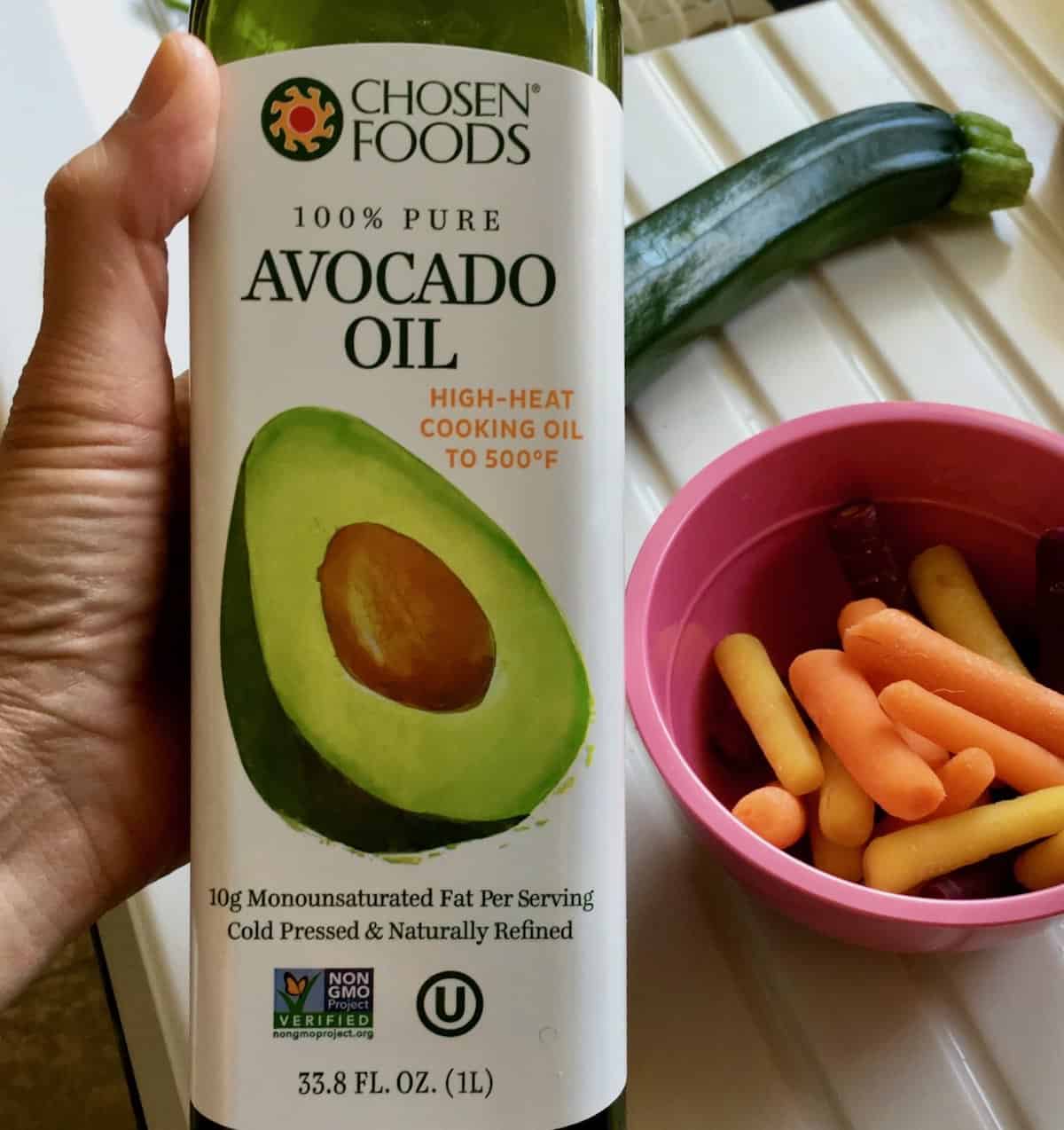 Avocado oil bottle.