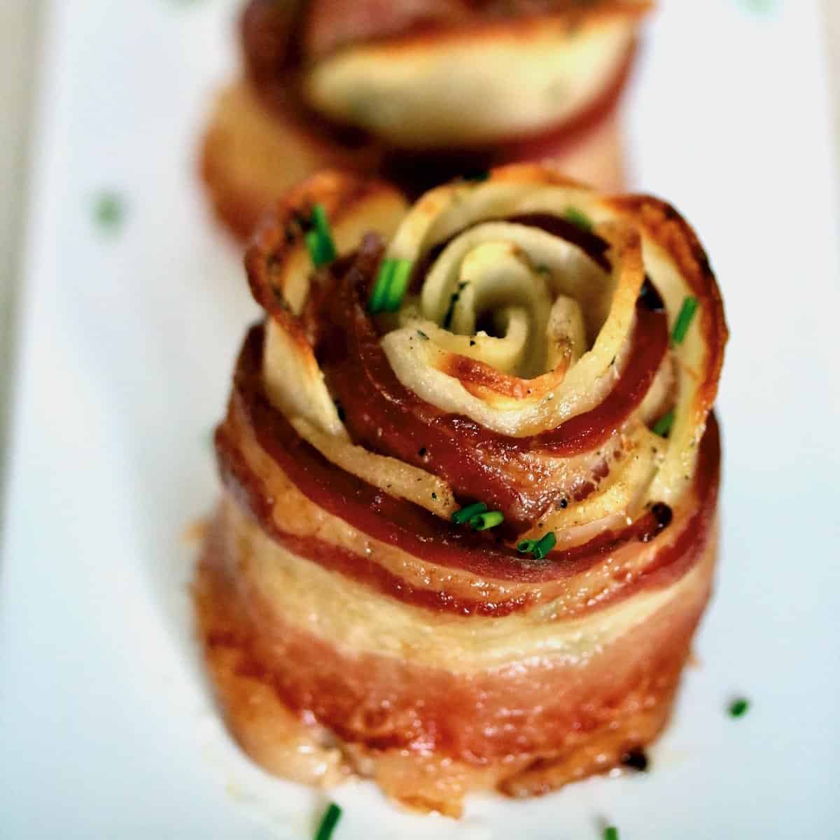 Bacon potato roses.