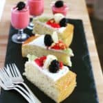 sliced cake and smoothies