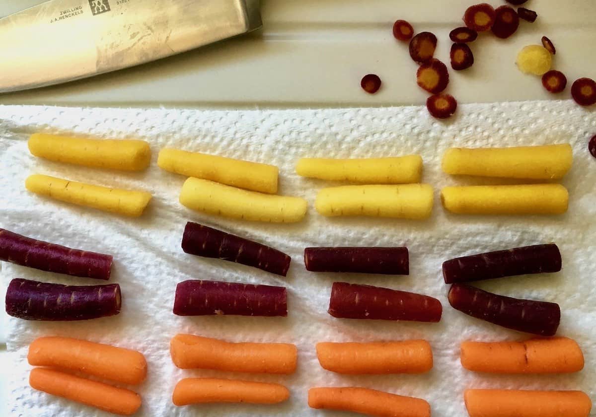 Colorful carrots are the funfetti .