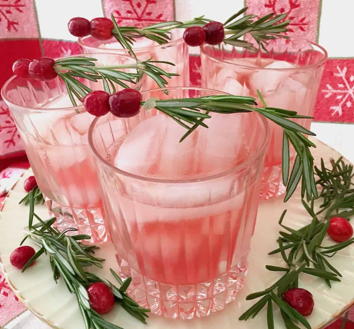 Glasses of cranberry pear rosemary spritzer best cranberries for all seasons.