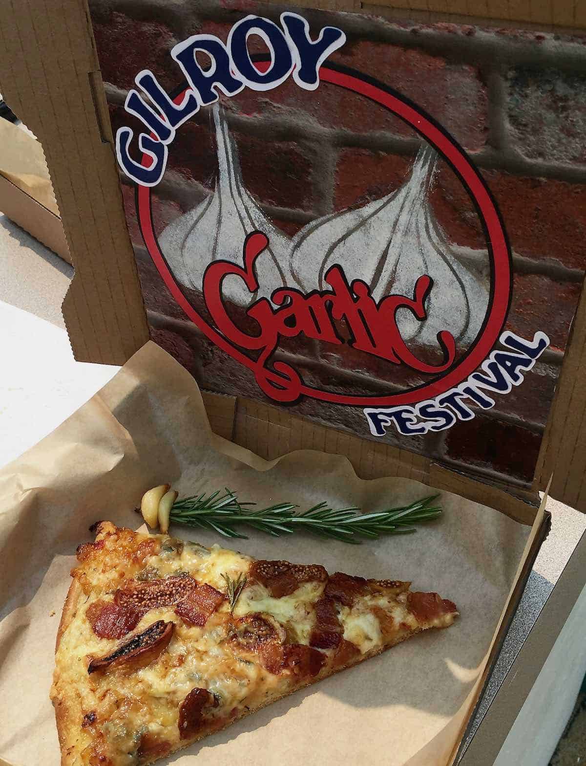 Pizza slice in box.