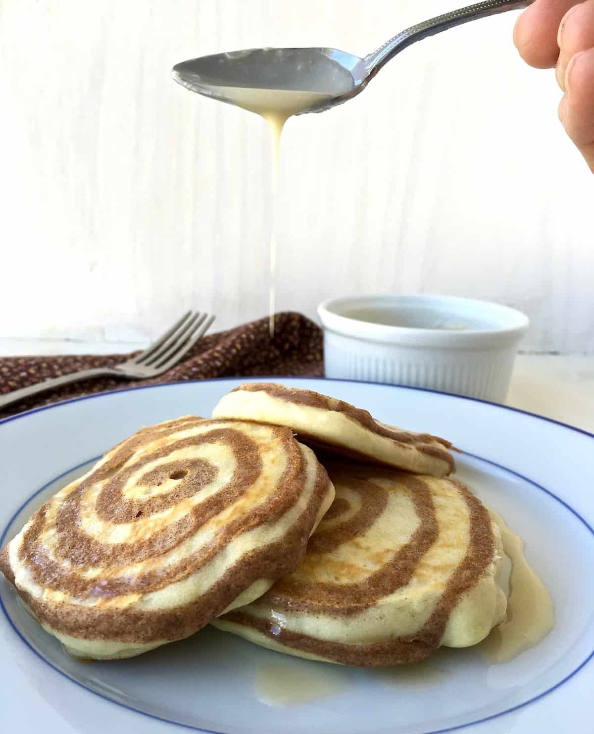 Cinnabon pancakes and syrup.