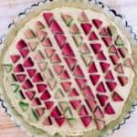 Unbaked rhubarb almond frangipane tart.