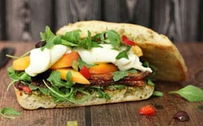 Perfect pairs burrata and bacon sandwich.