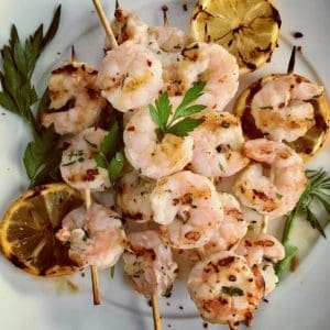 meyer lemon grilled shrimp on skewers