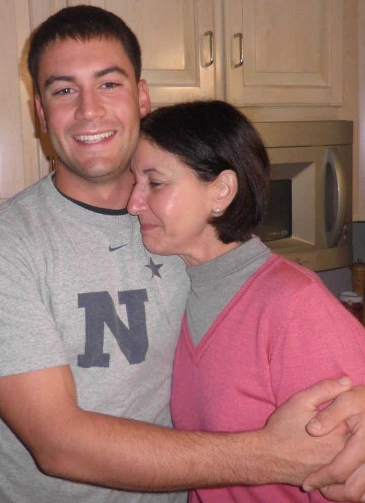 my son hugging me