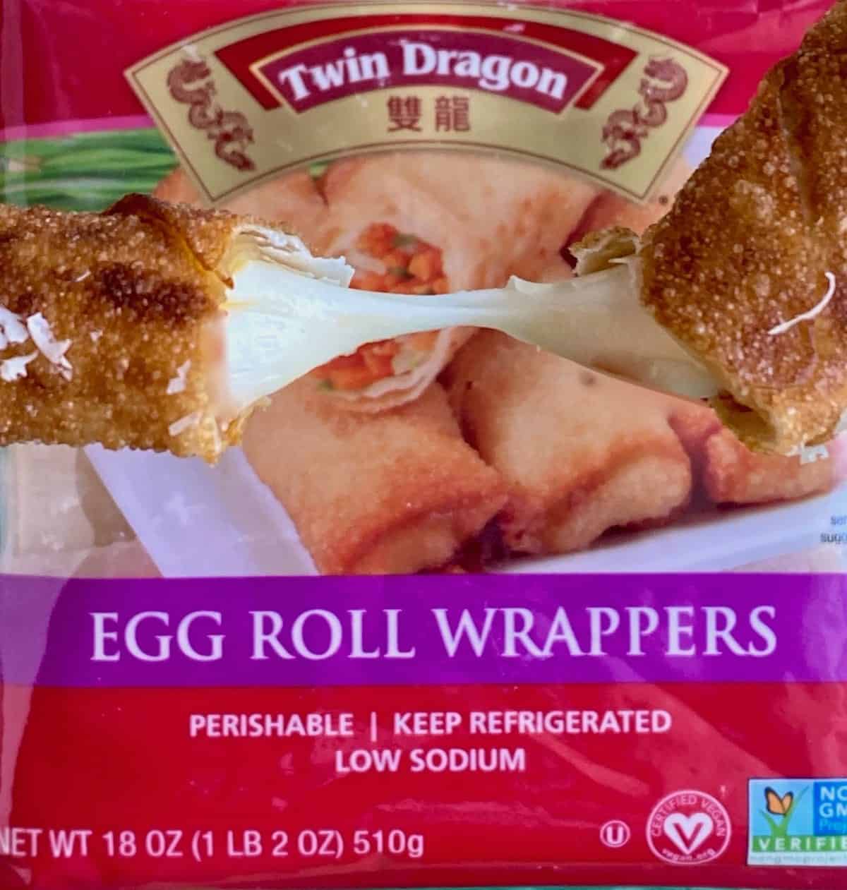 Egg roll package with cheese pull.