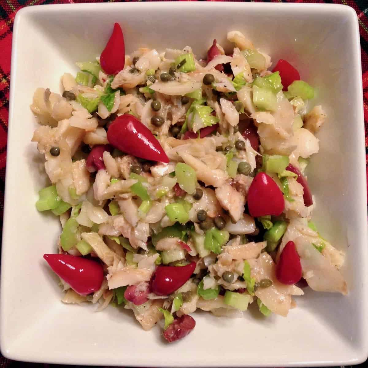 Feast your eyes on baccala salad.