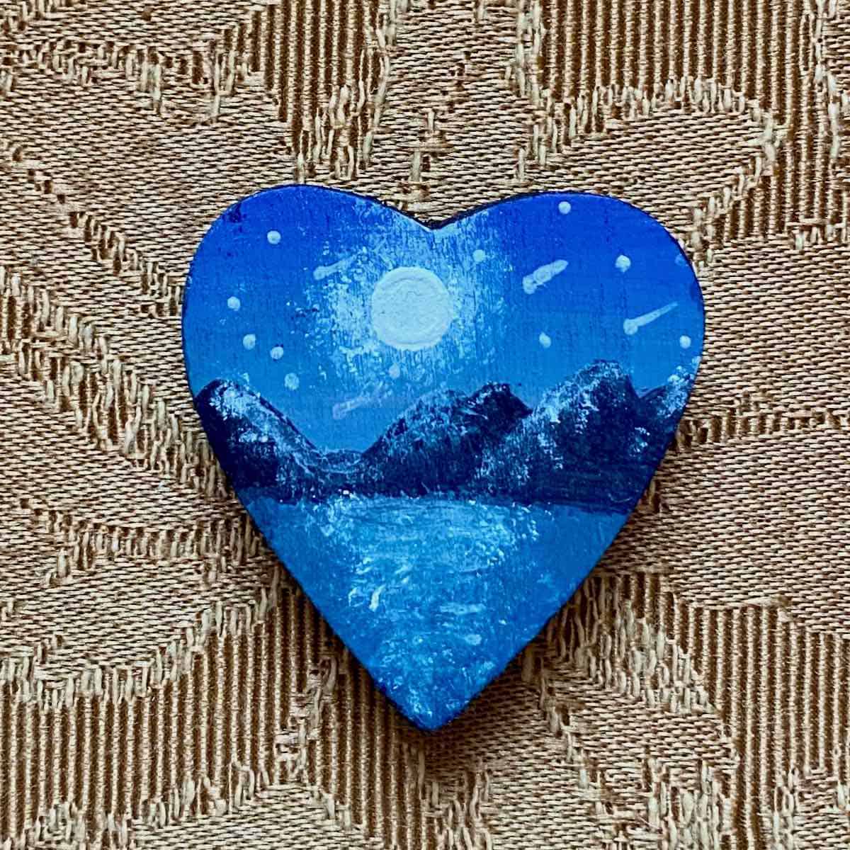 Painted blue heart for a lovely grief poem.