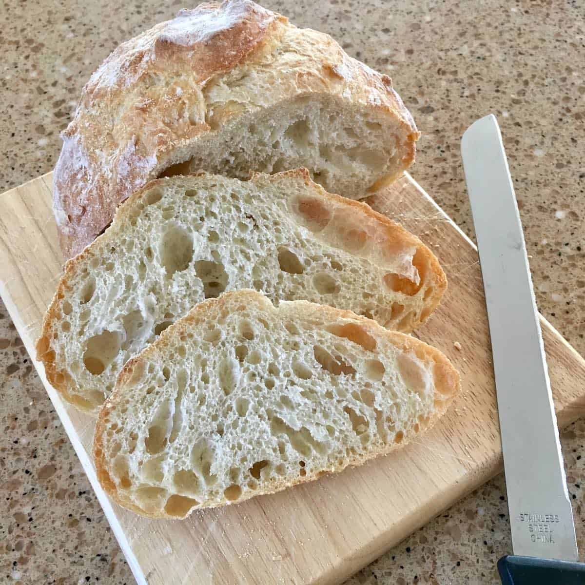 Homemade white bread sliced.