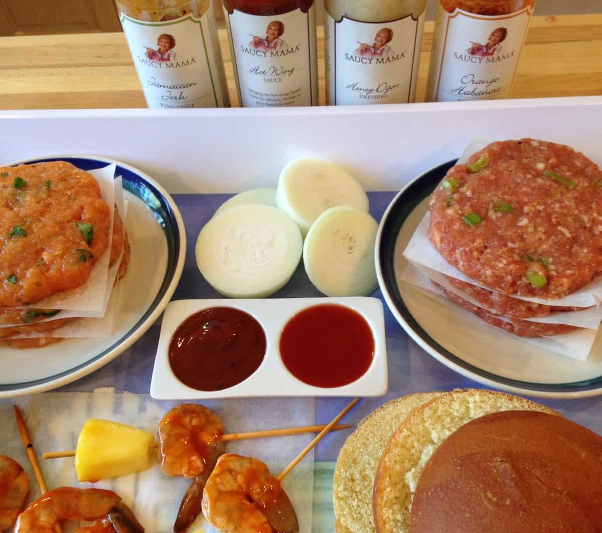 Ingredients ready for grilling.