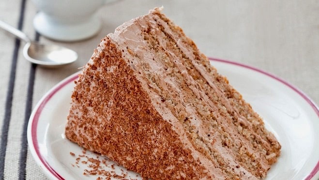 grated bread and chocolate cake slice
