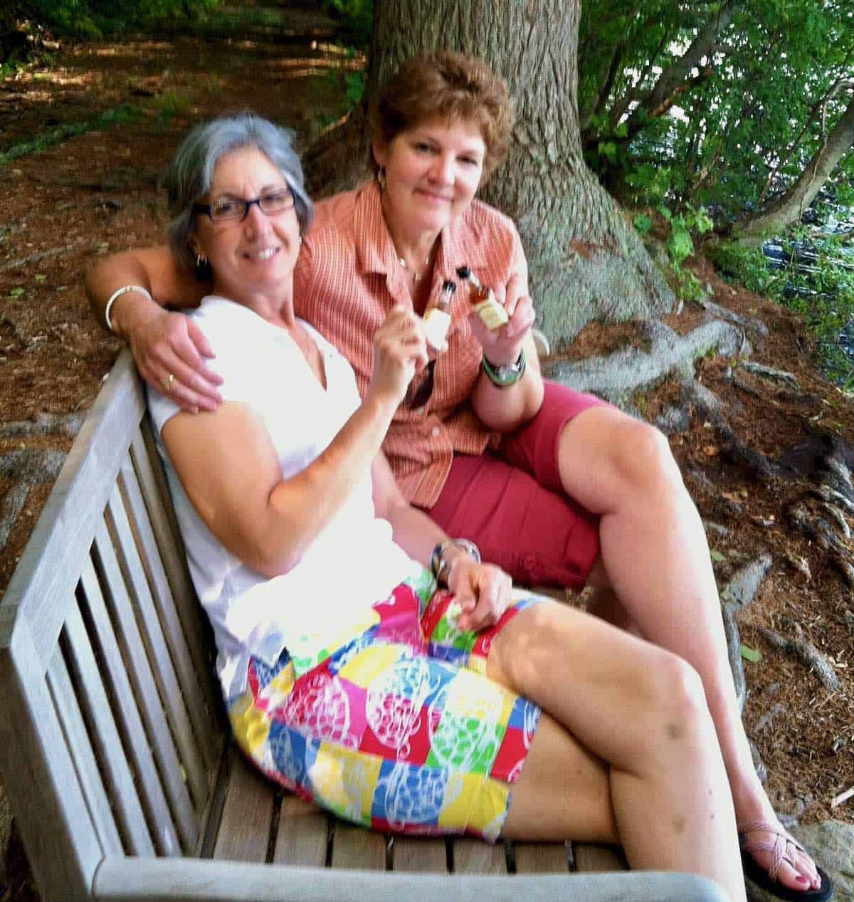 Me and friend toasting at Will's Bench.