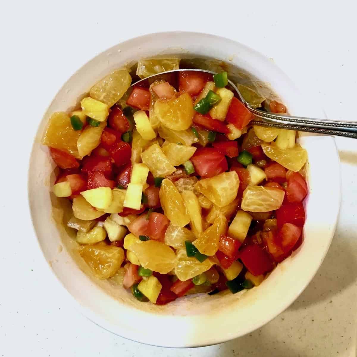 Pineapple-Orange Habanero Salsa goes well with unexpected shrimp tacos