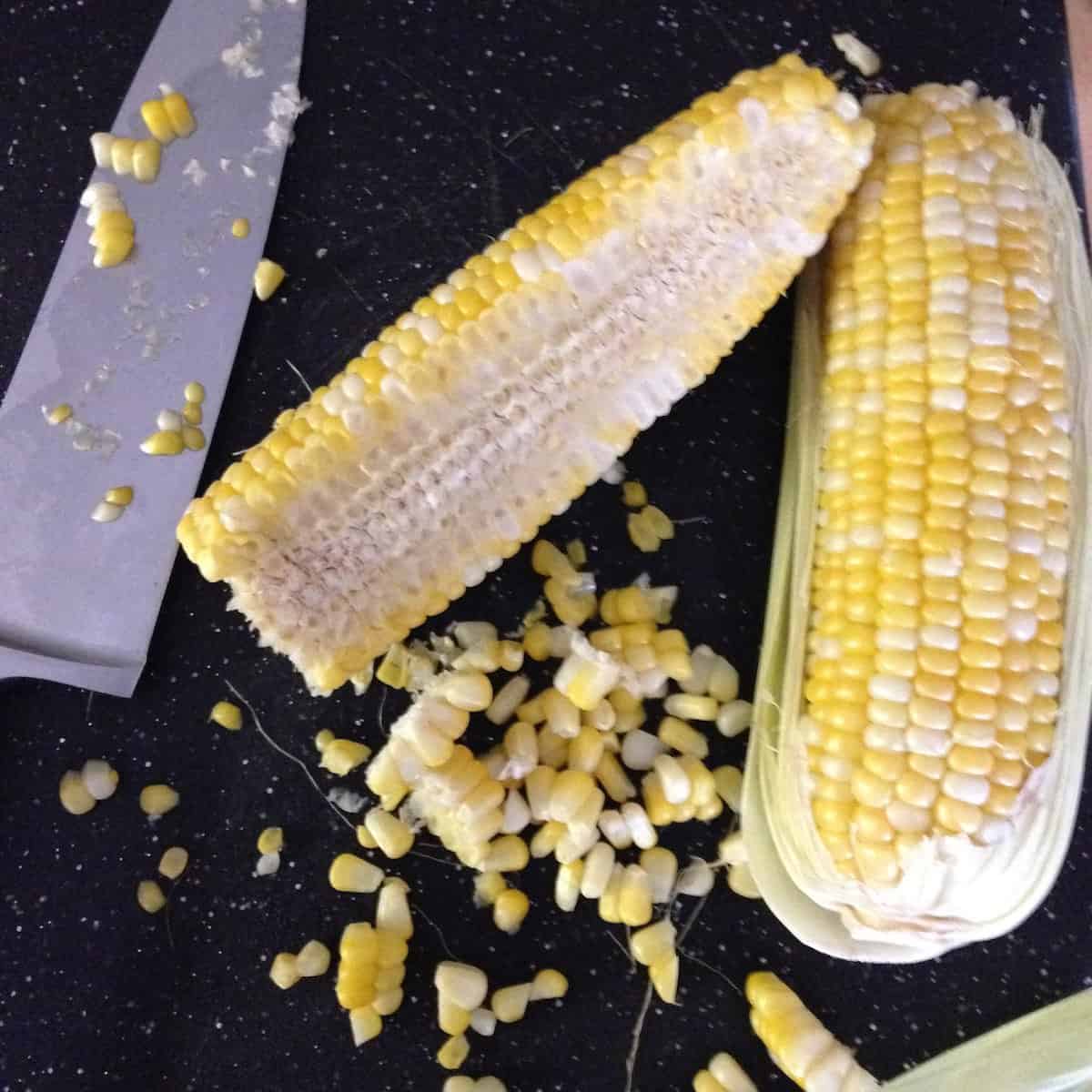 Fresh corn cut from the cob.