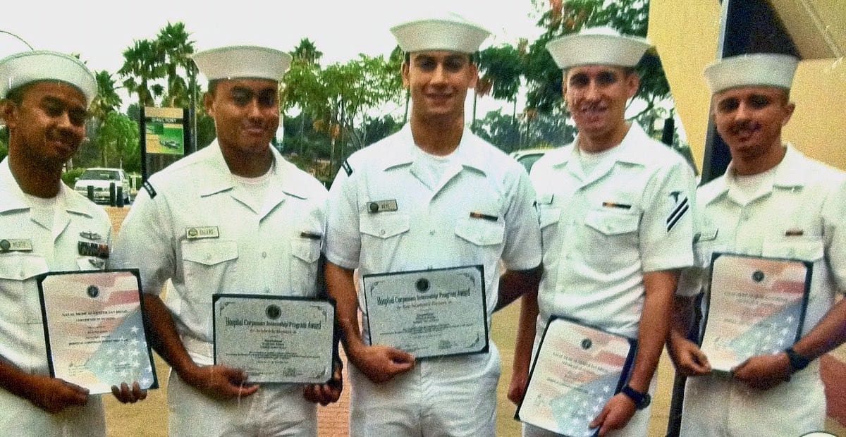 William graduating #1 in corpsman class.