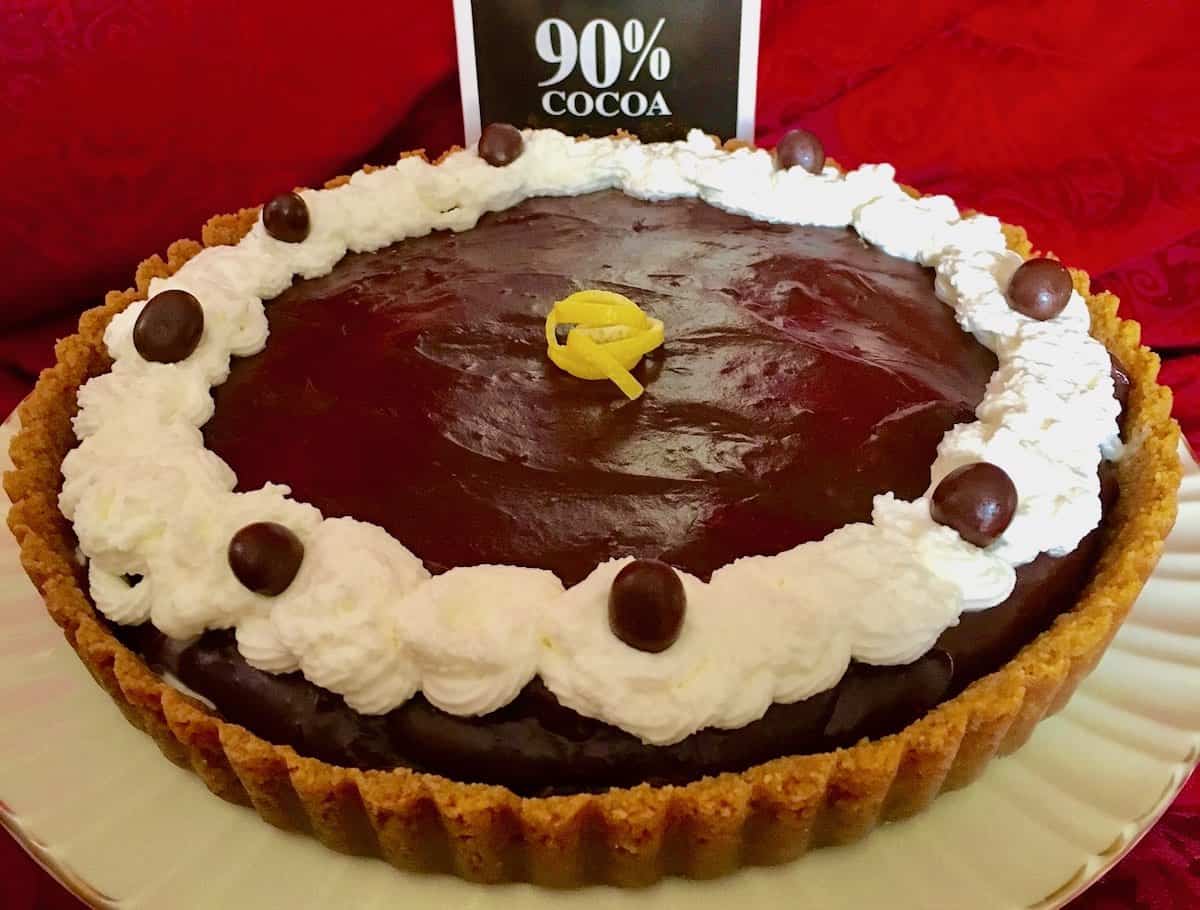 Chocolate espresso lemon crusted tart.