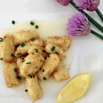 Ricotta Chive Gnocchi Recipe with brown butter and chive sauce.