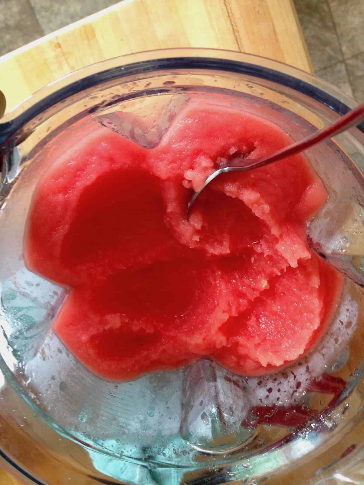 Right out of the blender it is more like a sorbet.