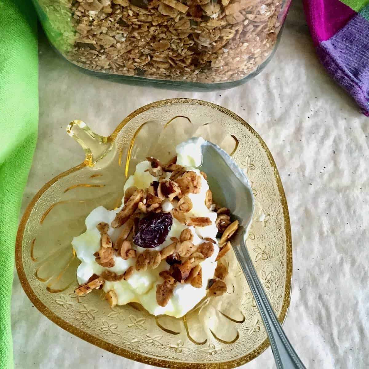 granola on yogurt