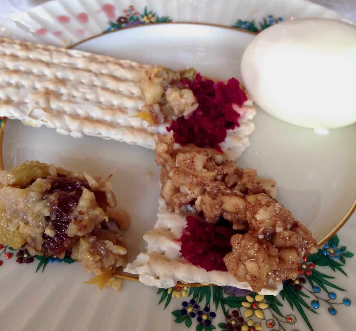 Passover Sephardic Charoset with matzoh.