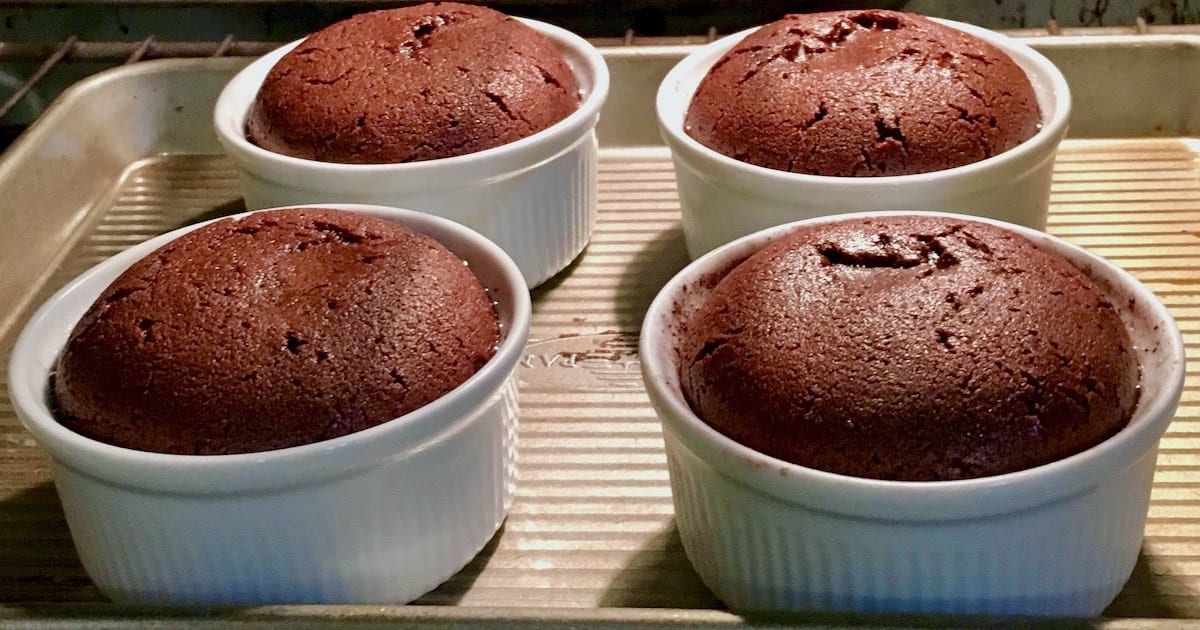 4 lava cakes hot from oven