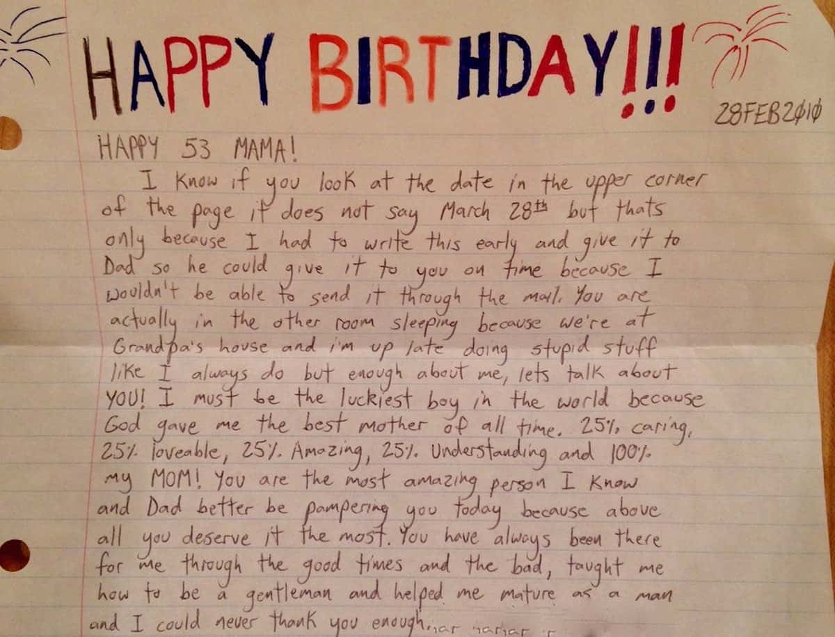 mom advice: write a letter this is a birthday letter from my son