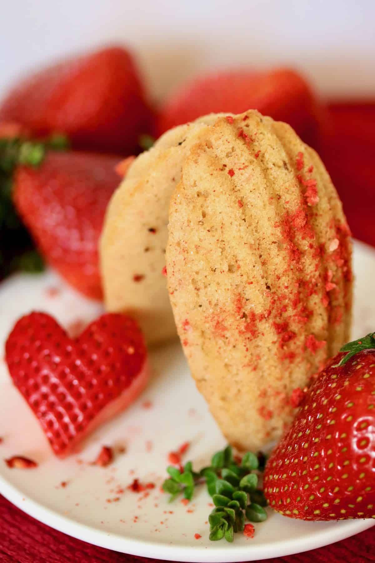 Thyme and strawberry madeleines.