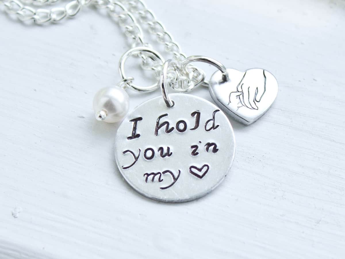 I Hold you in my heart necklace.