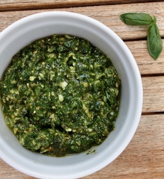 Fresh pesto for the pesto grilled cheese.