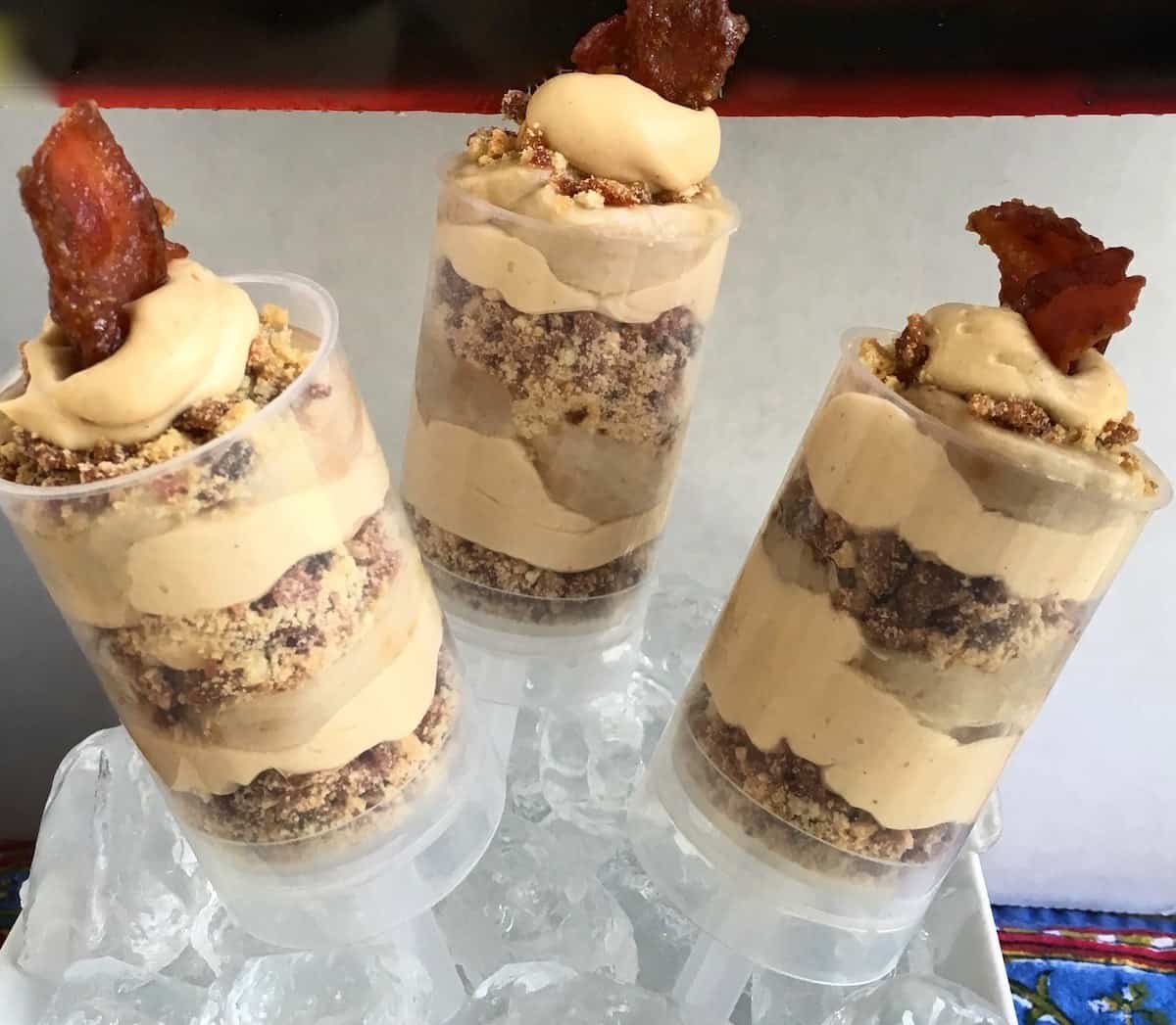 Peanut butter cream and bacon push up pops.