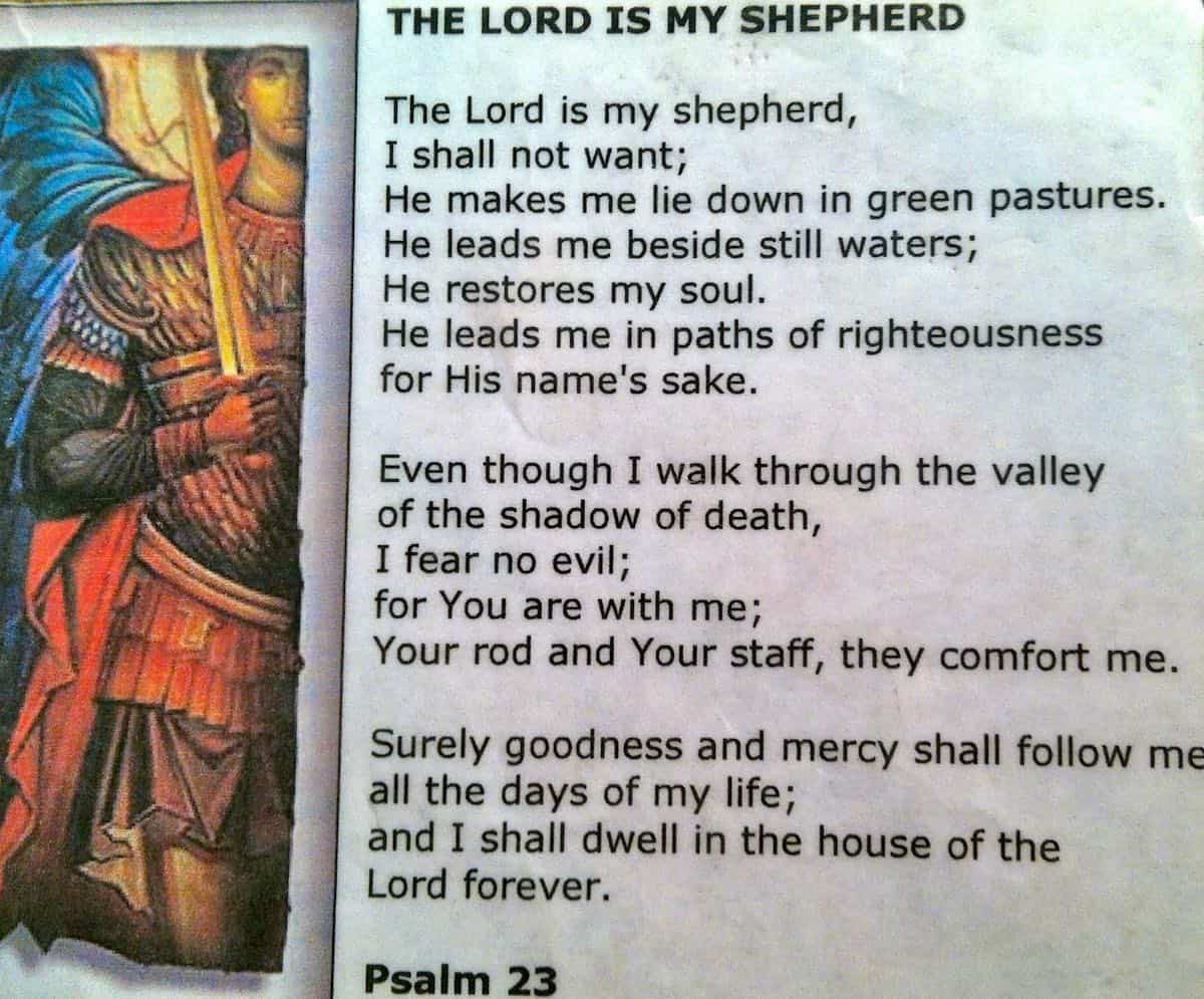 Lord is my shepherd prayer card.