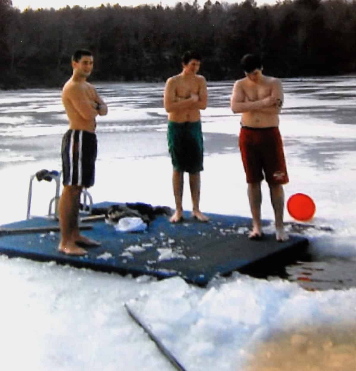 The annual plunge into a frozen Lake Quassapaug.