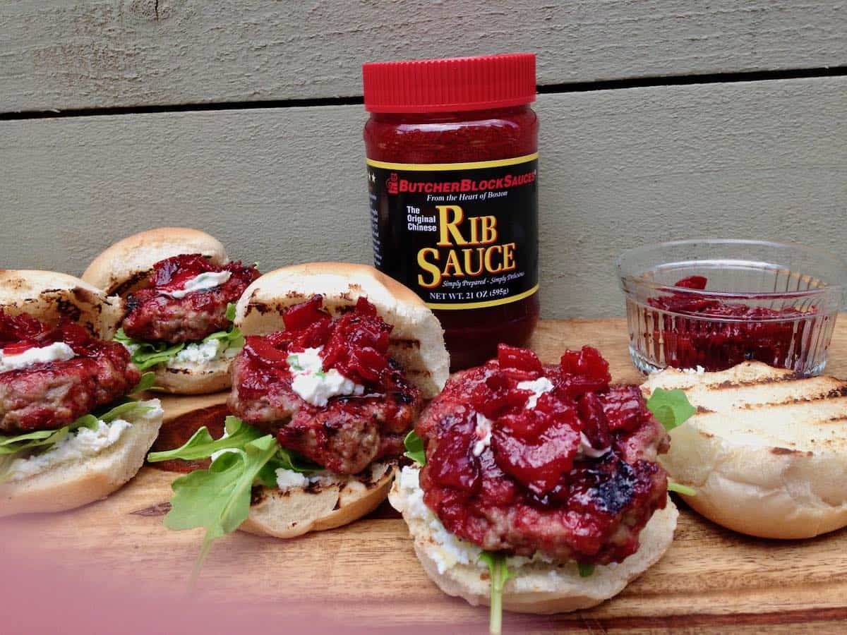 Asian pork sliders with candied bacon.