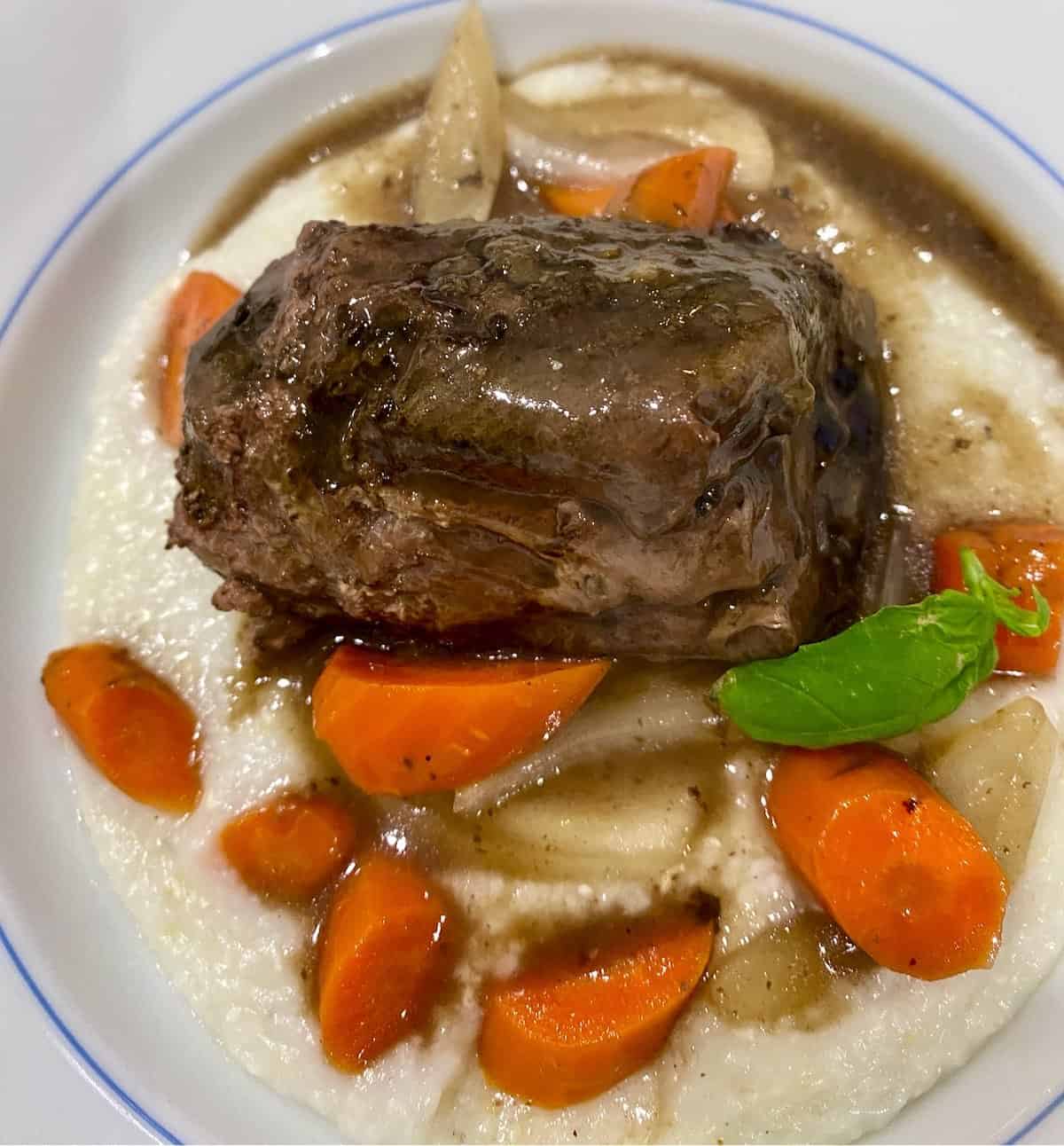 Kitchen renovation no reservation needed with sous vide short ribs, carrots and grits made at home.