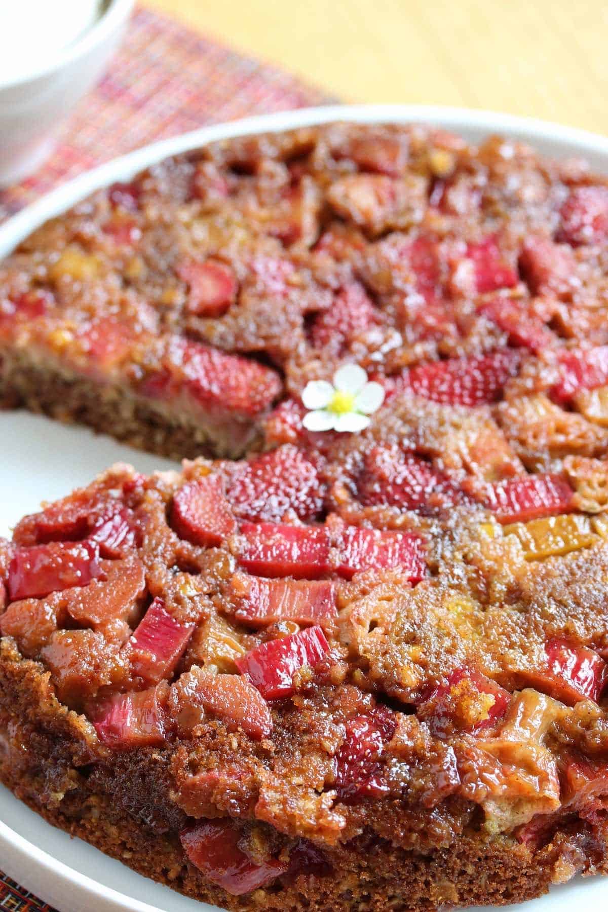 my winning recipe for strawberry rhubarb skillet cake
