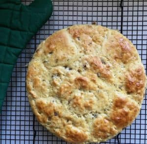 Irish soda bread on rack.