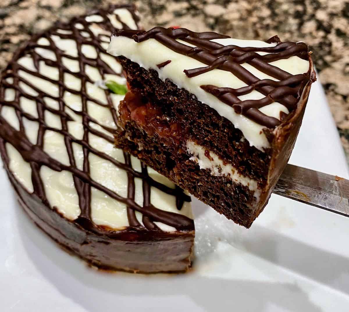 slice of sous vide chocolate cake