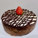 chocolate cake with strawberry on top