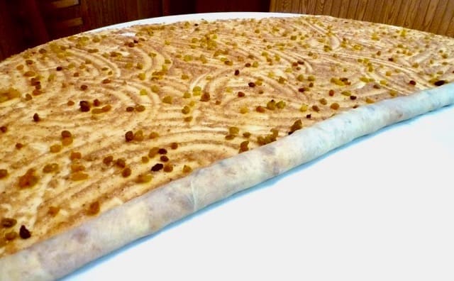 Strudel dough filled.