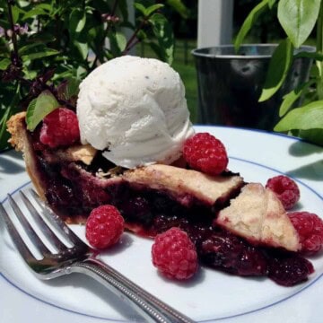 Chocolate Vinegar, Berry & Basil Pie.