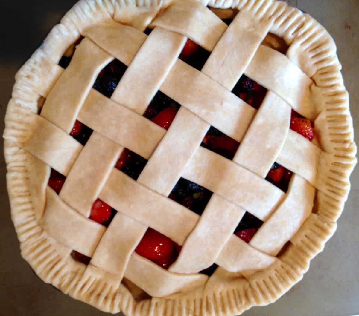 From beets to berries unbaked lattice pie.