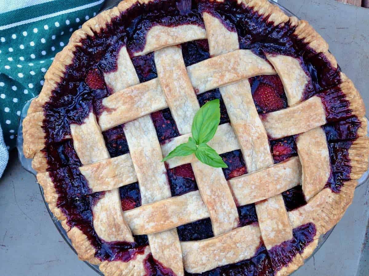 Chocolate Vinegar, Berry & Basil Pie.