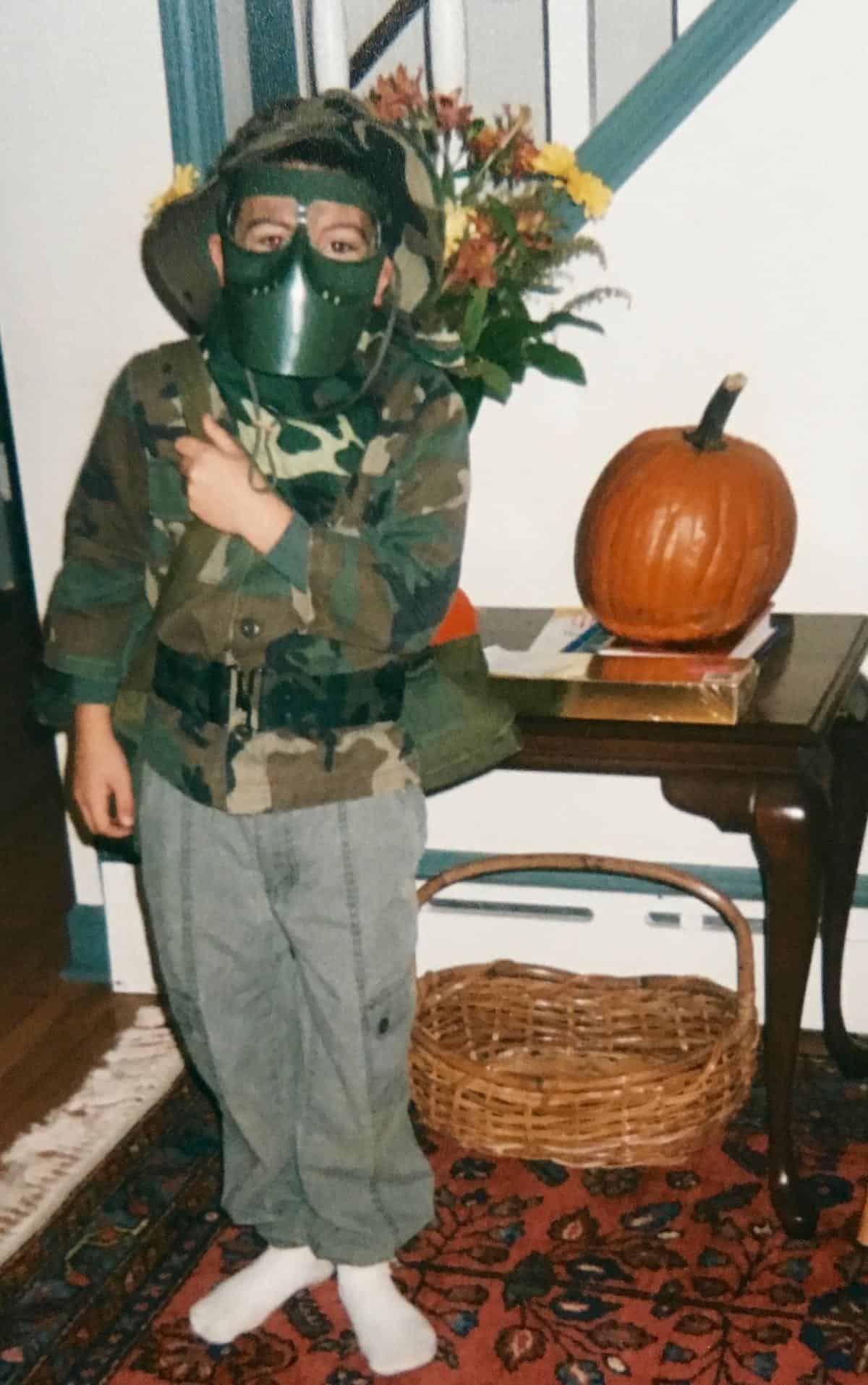 Young Will in camo gear.