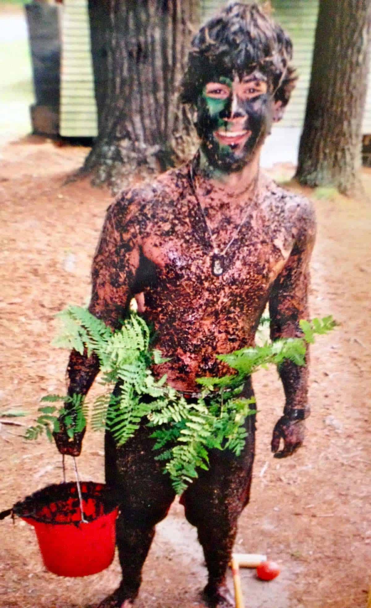 Will drenched in mud camouflage.